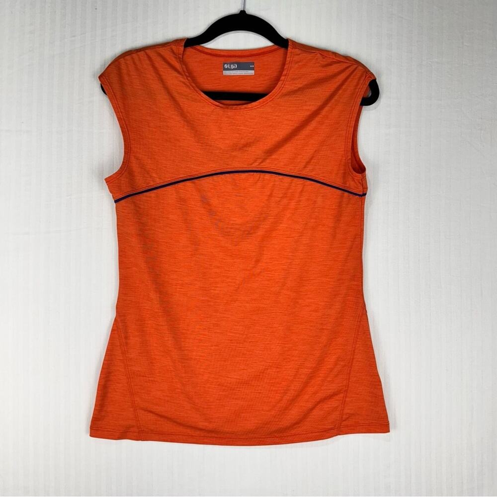 Lija Athletic Tank/Skirt Set Orange Top Navy Blue Bottom Golf Tennis Size Medium
